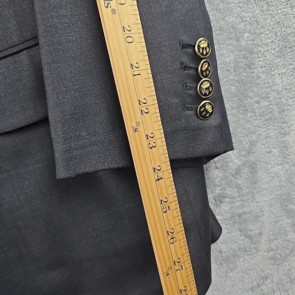 Loro Piana Sport Coat Jacket Men 48 R Gray Super 160's Wool Black Gold‎ Buttons - Picture 10 of 12